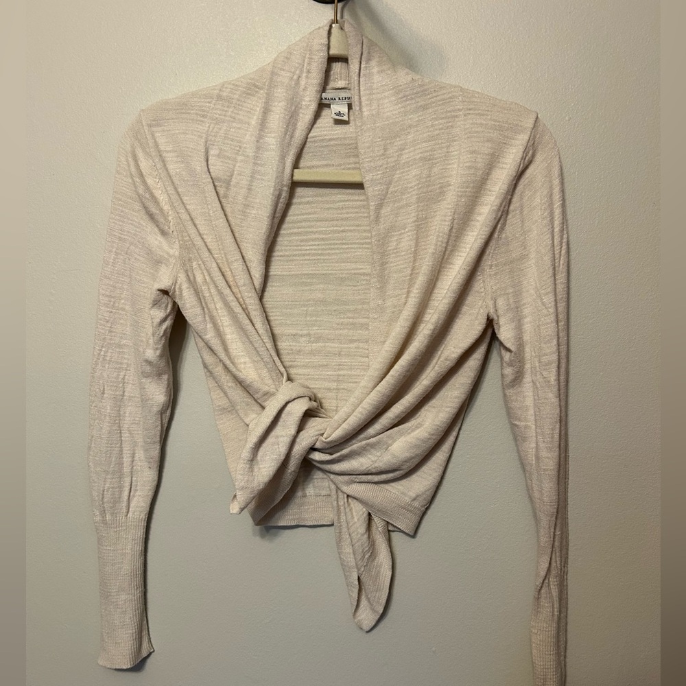 Banana Republic Cream Long Sleeve Tie Front Cardigan Balletcore